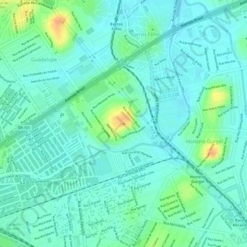 Mapa topográfico Morro da Cruz, altitud, relieve