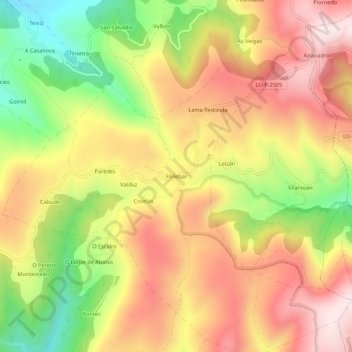 Mapa topográfico Foilebar, altitud, relieve