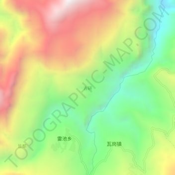 Mapa topográfico 古研, altitud, relieve