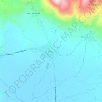 Mapa topográfico Diavolitsi, altitud, relieve