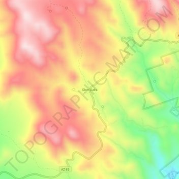 Mapa topográfico Glen Oaks, altitud, relieve