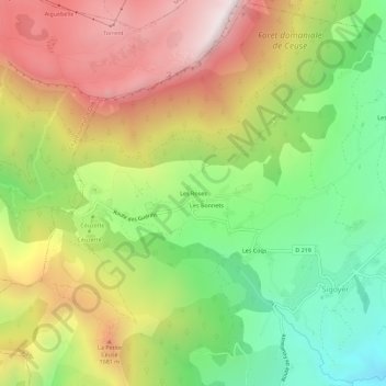 Mapa topográfico Les Roses, altitud, relieve