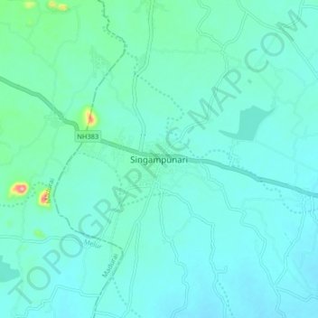 Mapa topográfico Singampunari, altitud, relieve