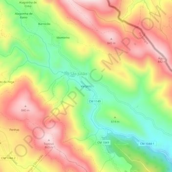 Mapa topográfico Vargens, altitud, relieve