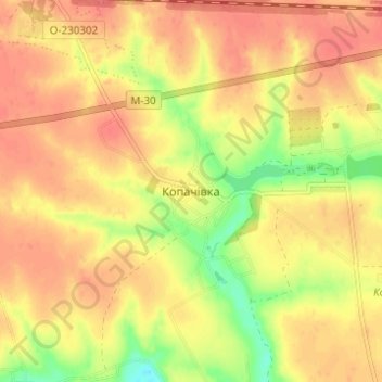 Mapa topográfico Kopachivka, altitud, relieve