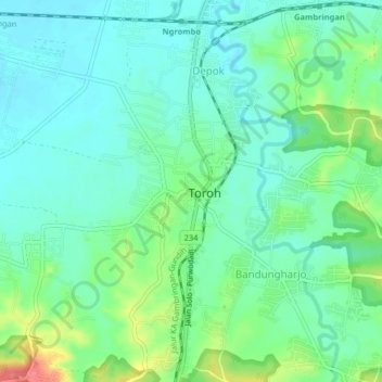 Mapa topográfico Sindurejo, altitud, relieve