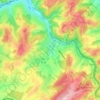 Mapa topográfico Lembeck, altitud, relieve
