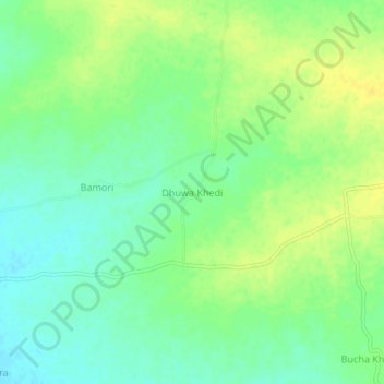 Mapa topográfico Dhuwa Khedi, altitud, relieve
