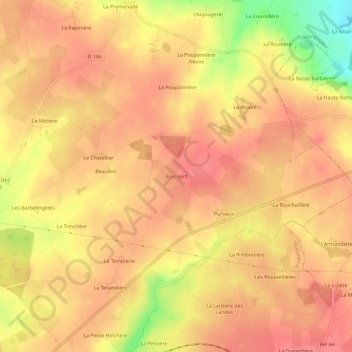 Mapa topográfico Bois-Vert, altitud, relieve