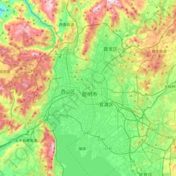 Mapa topográfico Wuhua, altitud, relieve