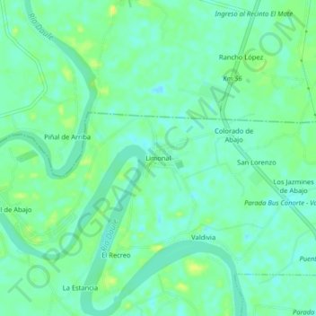 Mapa topográfico Limonal, altitud, relieve