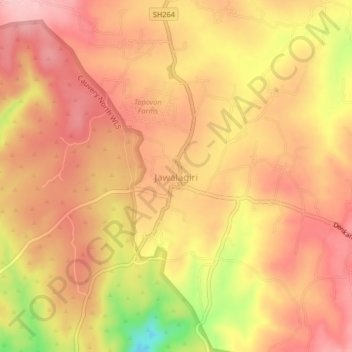 Mapa topográfico Jowlagiri, altitud, relieve