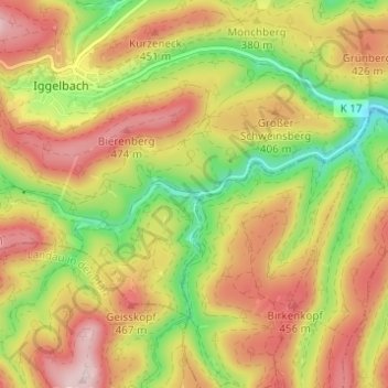 Mapa topográfico Hornesselwiese, altitud, relieve