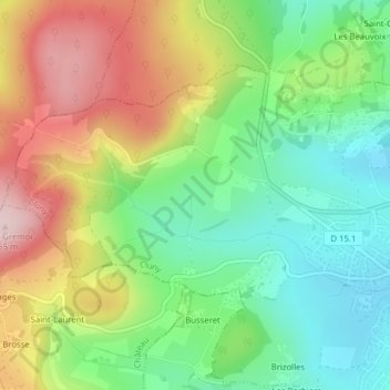 Mapa topográfico La Framboise, altitud, relieve