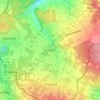 Mapa topográfico Arzdorf, altitud, relieve