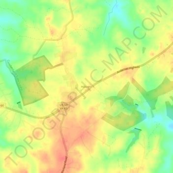 Mapa topográfico Hillcrest, altitud, relieve