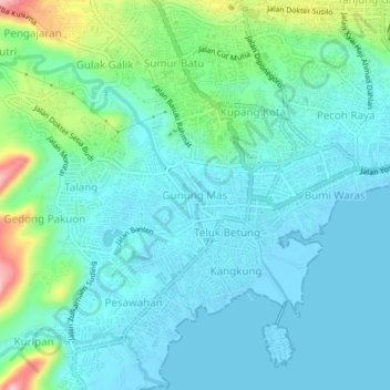 Mapa topográfico Gunung Mas, altitud, relieve