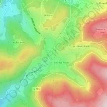 Mapa topográfico La Basse Poussière, altitud, relieve