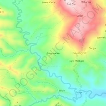 Mapa topográfico Sinagmacan, altitud, relieve