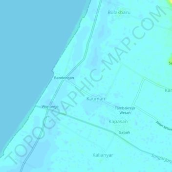 Mapa topográfico Panggung, altitud, relieve