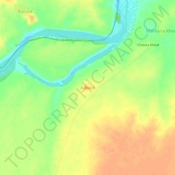 Mapa topográfico Adwad, altitud, relieve