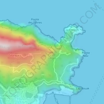 Mapa topográfico Pic des singes, altitud, relieve