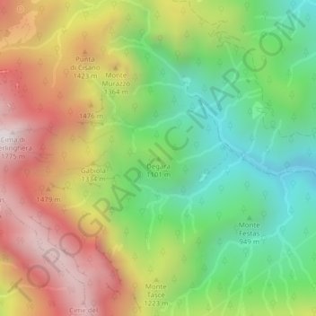 Mapa topográfico Degara, altitud, relieve