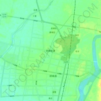 Mapa topográfico Tancheng, altitud, relieve