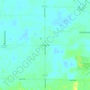 Mapa topográfico Wolcottsburg, altitud, relieve