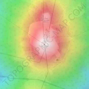 Mapa topográfico Acatenango, altitud, relieve