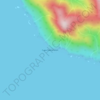 Mapa topográfico Cape Palmerston, altitud, relieve