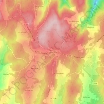 Mapa topográfico Sembadel-Gare, altitud, relieve