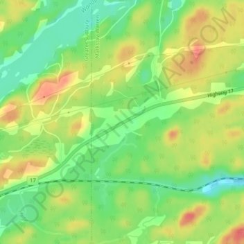 Mapa topográfico Stinson, altitud, relieve