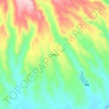 Mapa topográfico Kempo, altitud, relieve