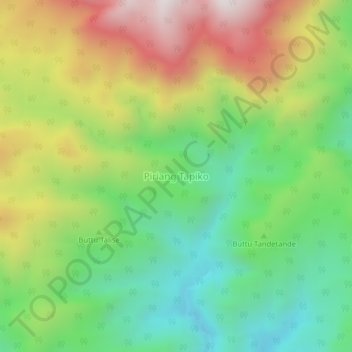 Mapa topográfico Piriang Tapiko, altitud, relieve
