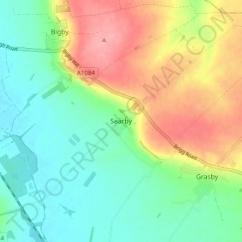 Mapa topográfico Searby, altitud, relieve