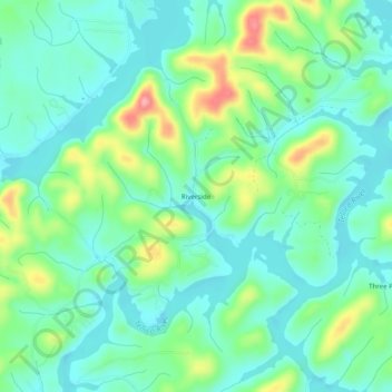 Mapa topográfico Riverside, altitud, relieve