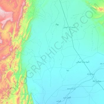 Mapa topográfico Kachhi District, altitud, relieve
