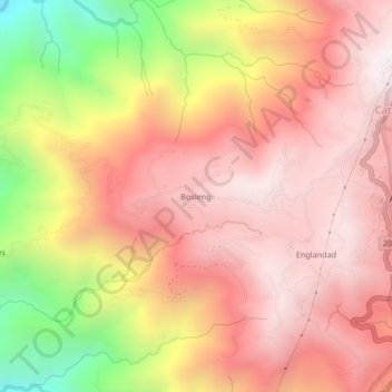 Mapa topográfico Bosleng, altitud, relieve