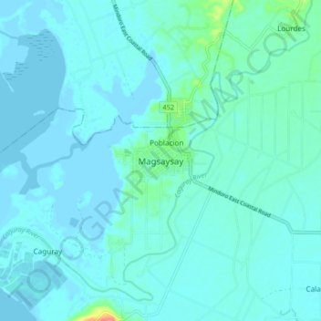 Mapa topográfico Magsaysay, altitud, relieve