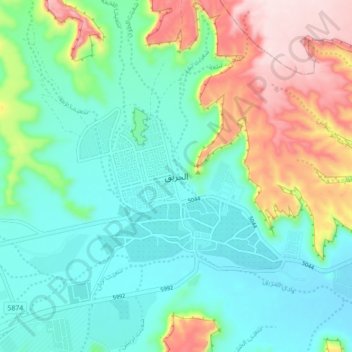 Mapa topográfico الحريق, altitud, relieve