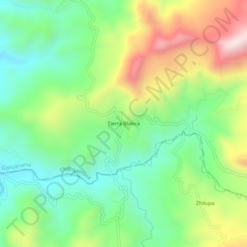 Mapa topográfico Tierra Blanca, altitud, relieve