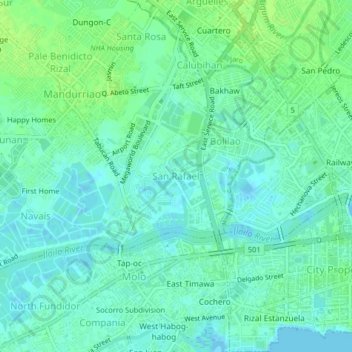 Mapa topográfico San Rafael, altitud, relieve
