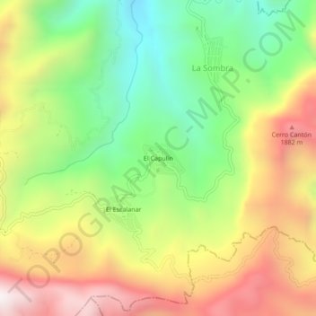 Mapa topográfico El Capulín, altitud, relieve