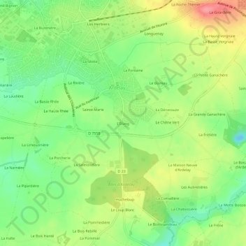 Mapa topográfico L'Étang, altitud, relieve