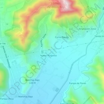 Mapa topográfico Rumi Wasi, altitud, relieve