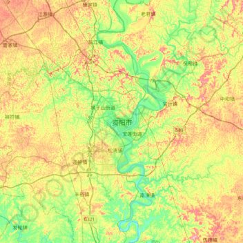 Mapa topográfico Ziyang, altitud, relieve