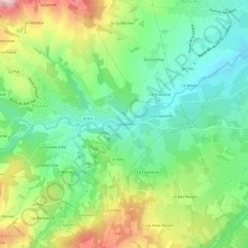Mapa topográfico La Valotte, altitud, relieve