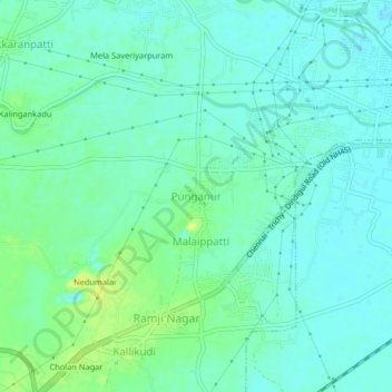 Mapa topográfico Punganur, altitud, relieve