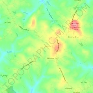 Mapa topográfico Ehart, altitud, relieve